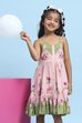 Pink Printed Strappy Tiered Dress image number 5