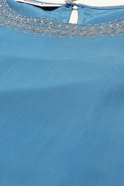 Blue Art Silk Asymmetric Kurta Salwar Suit Set image number 1