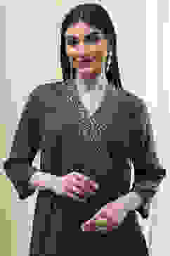 Dark Green Shantoon Printed Anarkali Suit Set image number 1