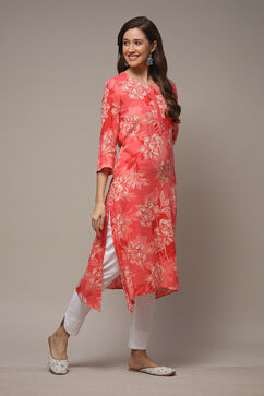 Coral LIVA Straight Printed Kurta image number 4