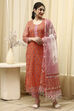 Yellow Cotton Hand Block Print Unstitched Suit Set image number 1