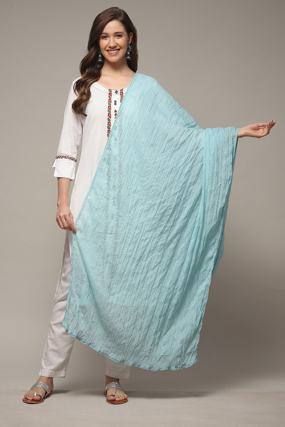 Sky Blue Cotton Dupatta image number 0