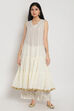 Off White Poly Metallic Cotton Yarndyed Kurta image number 3