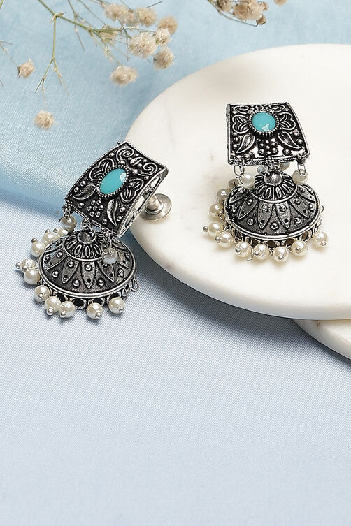 Blue Oxidised Jhumkas image number 0