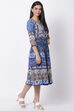 Blue Art Silk A Line Fusion Wear Dress image number 3