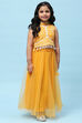 Yellow Nylon Straight Lehenga Set image number 7