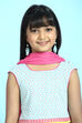 Sky Blue And Pink Cotton Straight Kurta Lehenga Suit Set image number 1