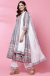 White Cotton Flared Kurta Palazzo Suit Set image number 0
