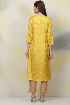 Yellow Straight Viscose Kurta image number 6