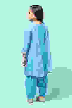 Blue Cotton Straight Printed Kurta Patiala Salwar Suit Set image number 5