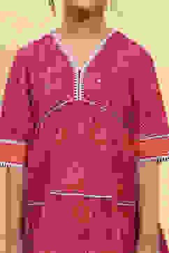 Pink Cotton Printed Tiered Suit Set image number 1