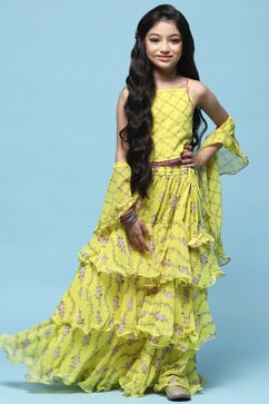Lime Yellow Polyester Straight Set image number 7