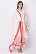 Off White Cotton Silk Straight Kurta Palazzo Suit Set image number 4