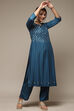 Blue Rayon Straight Kurta Pant Suit Set