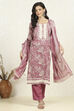 Purple Cotton Floral Printed Unstitched Suit Set image number 1