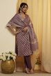 Onion Pink Polyester Straight Suit Set