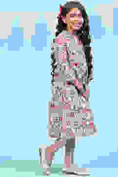 Blue Cotton Straight Printed Kurta image number 3