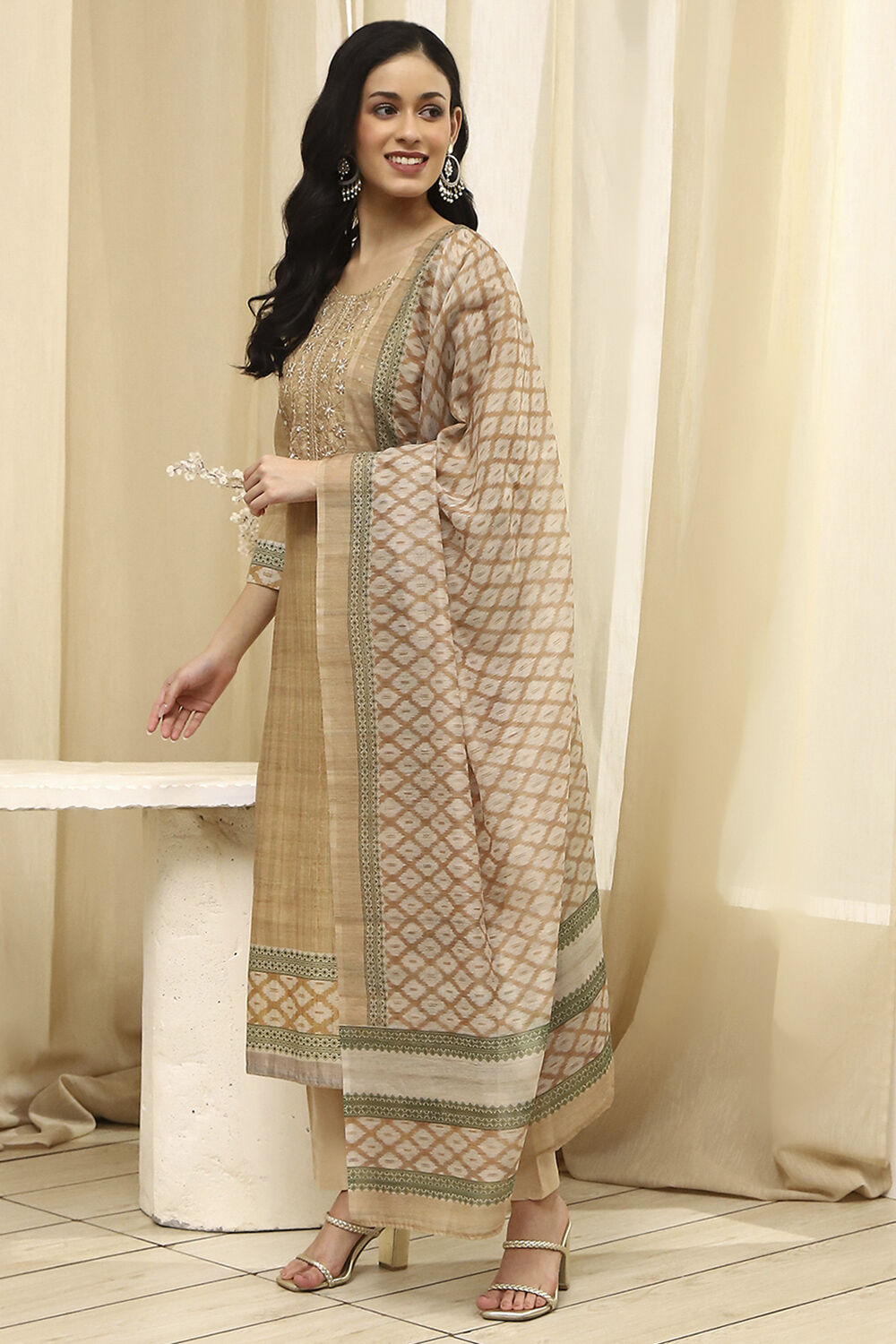 Pink Cotton Machine-Embroidered Unstitched Suit Set image number 4