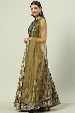 Mehndi Art Silk Lehenga Set image number 6