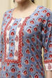 Slate Blue Cotton Hand Block Print Unstitched Suit Set image number 2