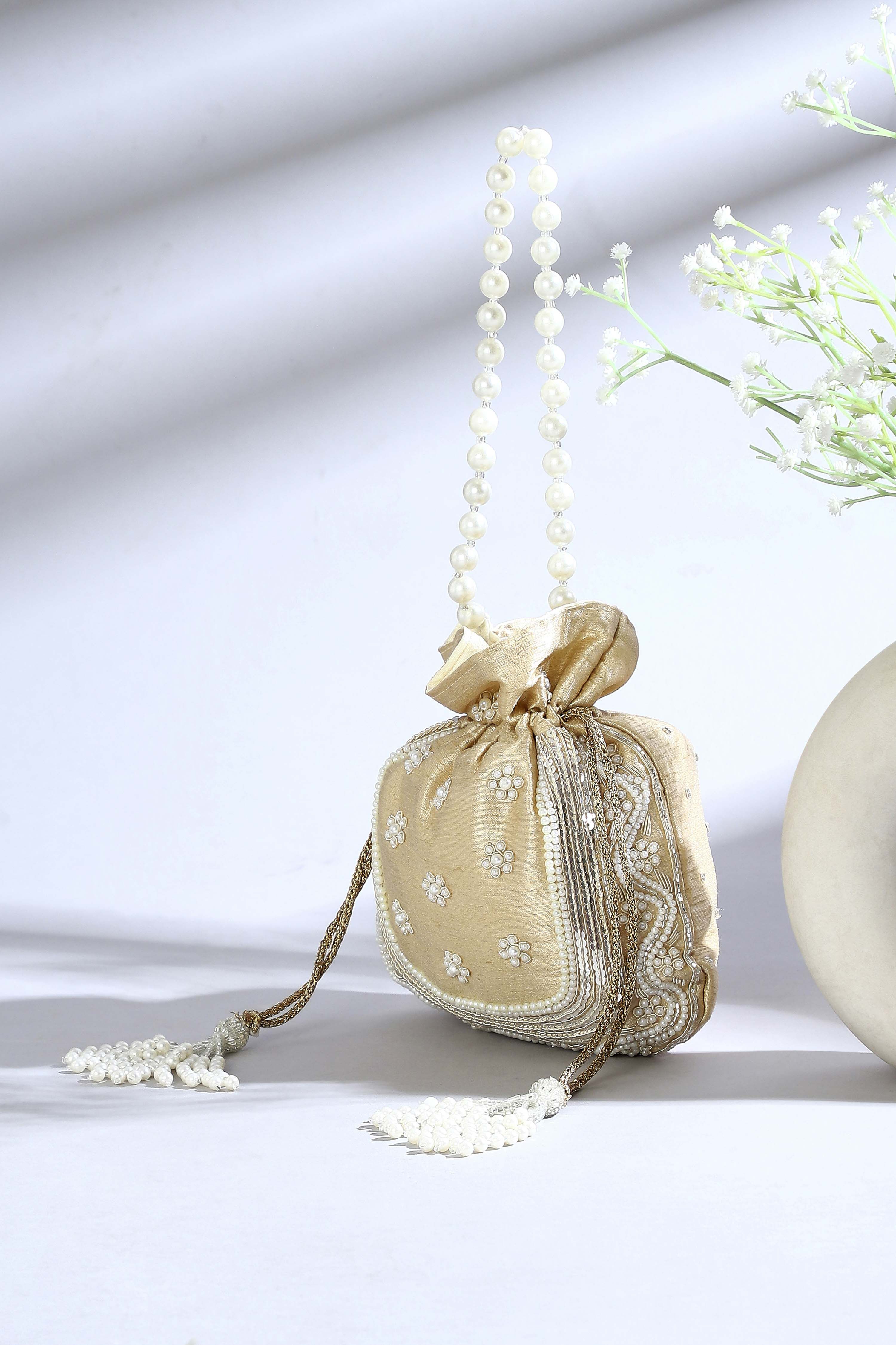 Peach Fabric Potli Bag image number 0