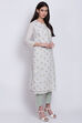 Ice Blue Cotton Straight Kurta image number 3