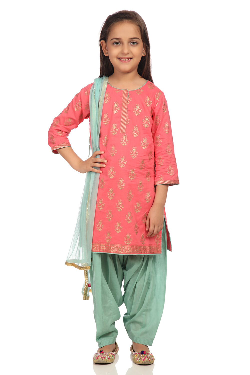 Pink Cotton Straight Kurta Patiala Salwar Suit Set image number 0