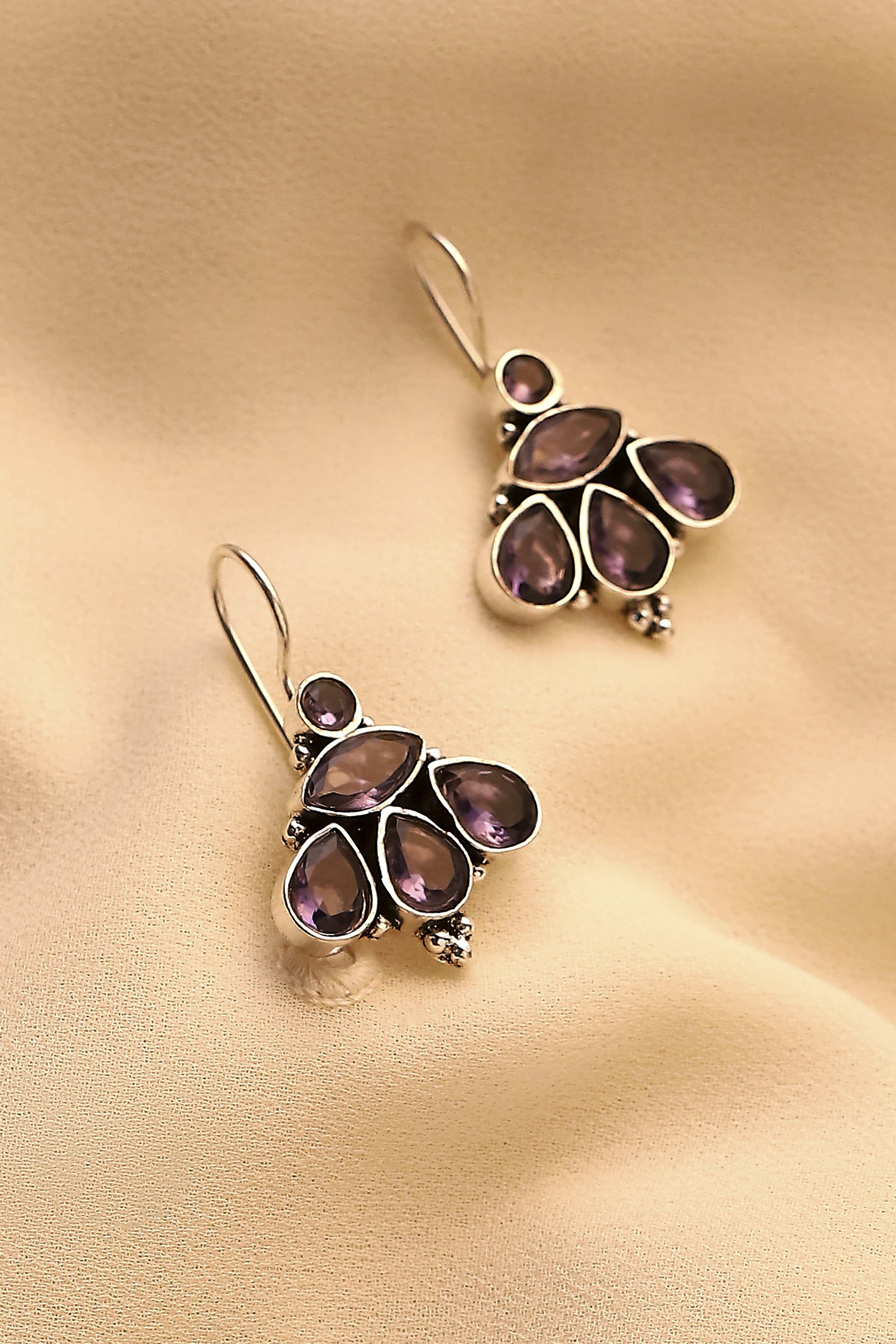 Purple Stone Embellished Earrings image number 0