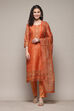 Peach Chanderi Unstitched Suit Set image number 7