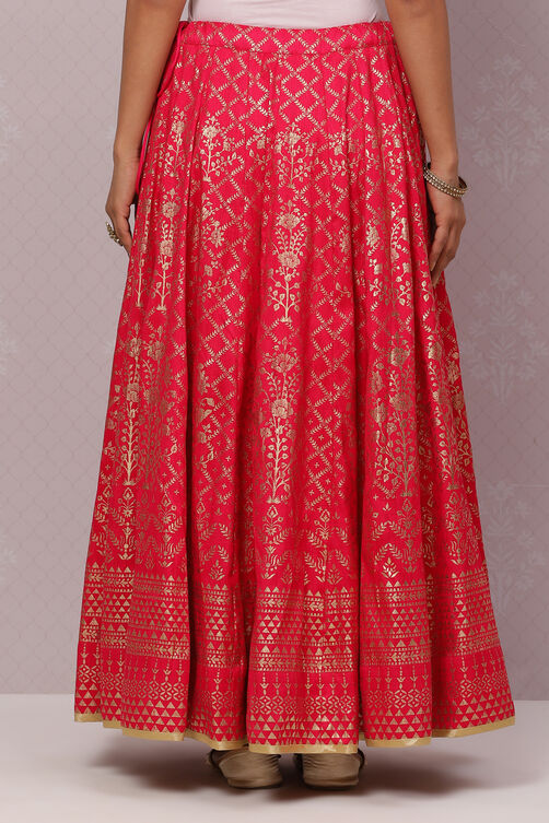 Fuchsia Flared Art Silk Skirts image number 5