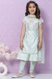 Light Blue Art Silk Flared Kurta Churidar Suit Set image number 0