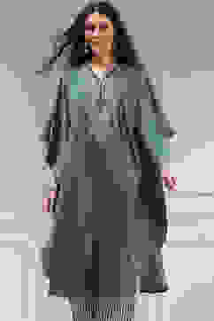 Sage Green Modal Solid Kaftan Fusion Kurta Set image number 1