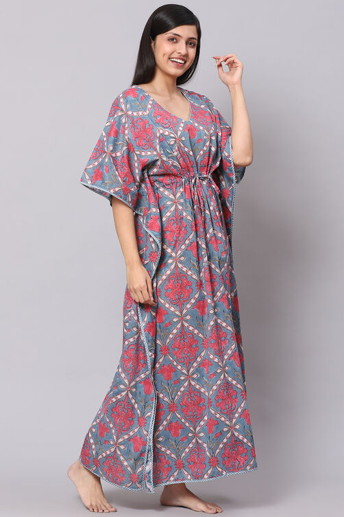 Grey Straight Poly Viscose Printed Sleepwear image number 3