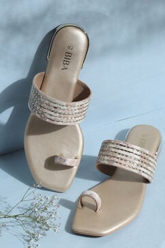 Gold Embellished Toe Ring Sandals image number 0