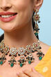 Green & Red Brass Necklace Set image number 1