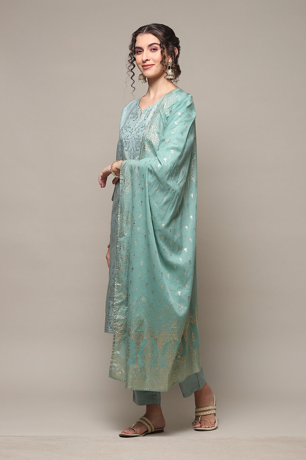 Pink Cotton Straight Kurta Regular Pant Suit Set image number 5