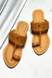 Mustard Yellow Leather Kolhapuri Sandals image number 0