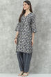 Maroon Poly Viscose Flared Printed Kurta Set image number 3