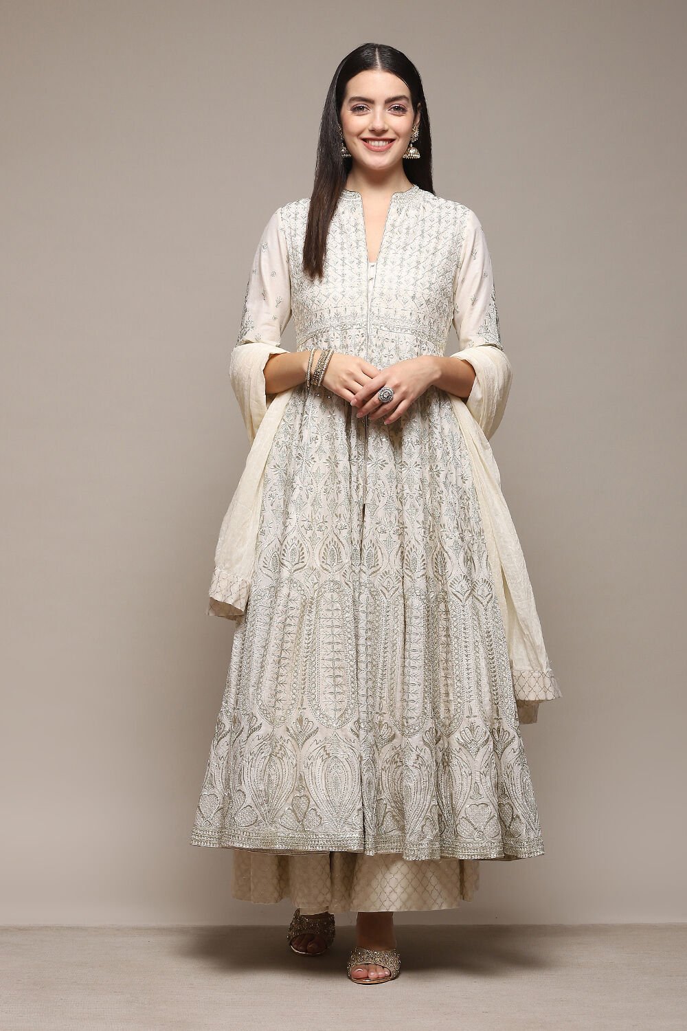 Biba white anarkali suit top