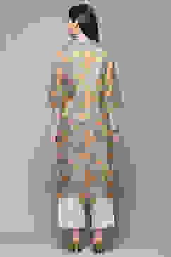 Turquoise Green Polyester Straight Kurta image number 3