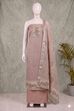 Blue Linen Stripe With Handwork Unstitched Suit Set image number 4