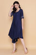 Indigo Rayon Flared Solid Dress image number 2