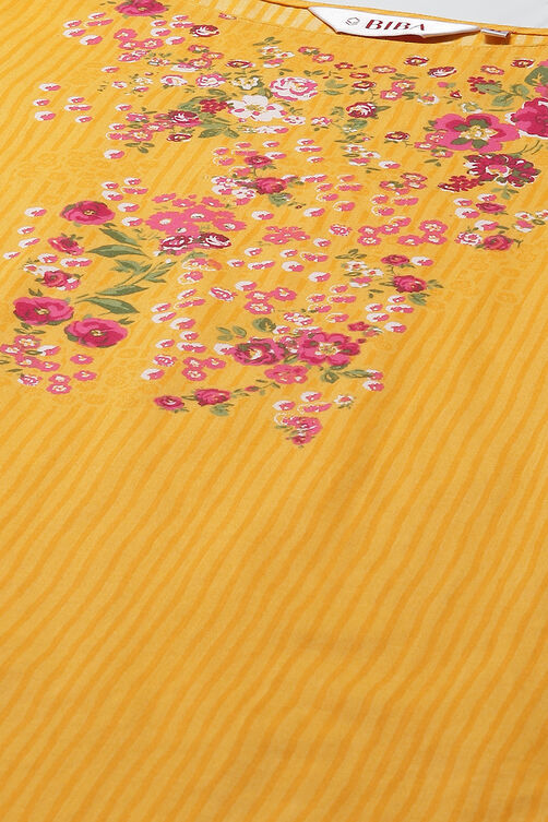 Yellow Cotton Straight Kurta Palazzo Suit Set image number 1