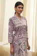Plum and Off-White Printed Straight Kurta image number 1