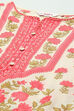 Off-white & Blue Cotton Floral Straight Kurta image number 1