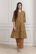 Mustard Yellow Cotton Printed Kurta Set image number 6