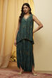 Teal Viscose Blend Straight Kurta Pants Set image number 5