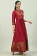 Maroon Art Silk Flared Yarndyed Kurta image number 3