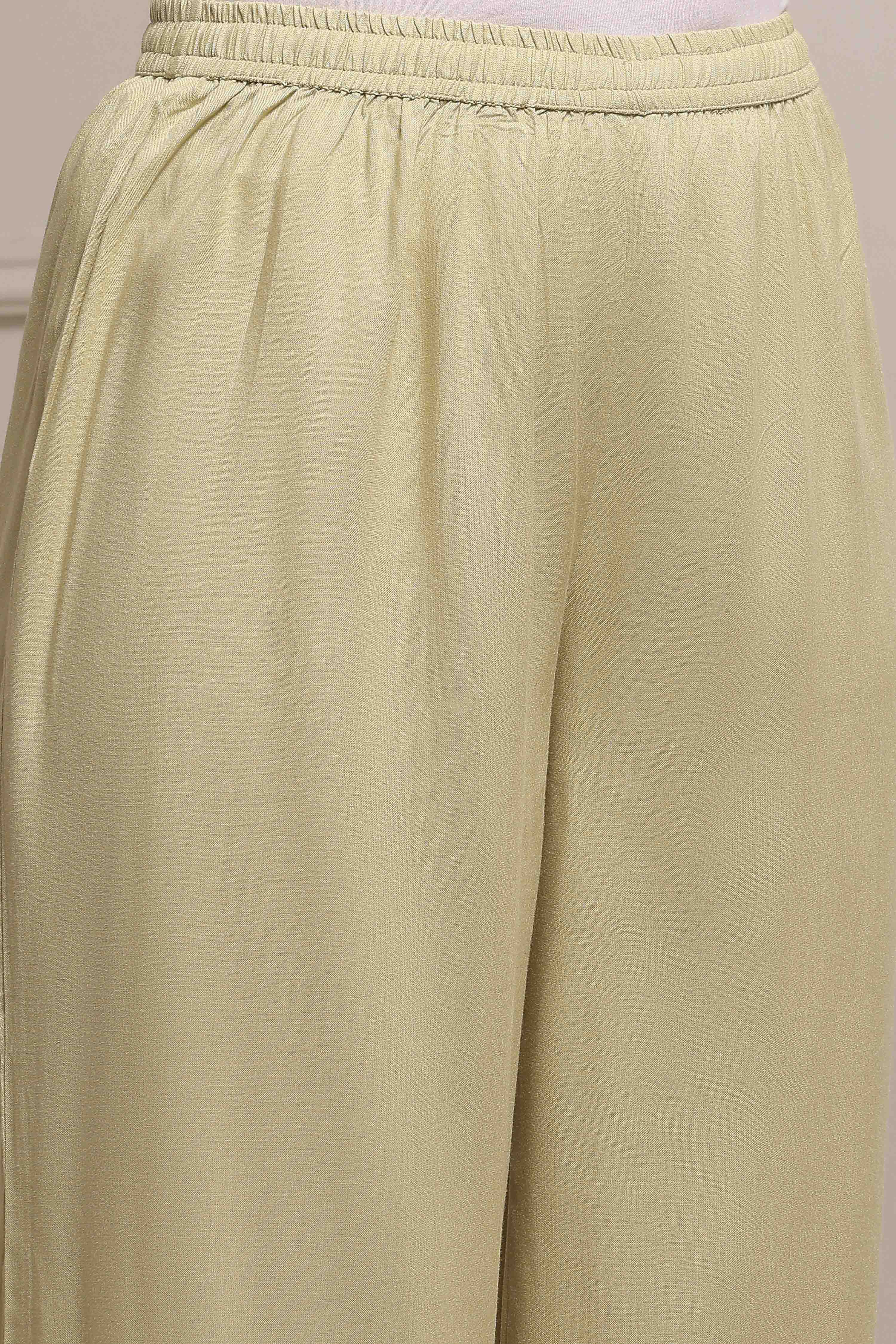 Light Green Art Silk Embroidered Straight Suit Set image number 2