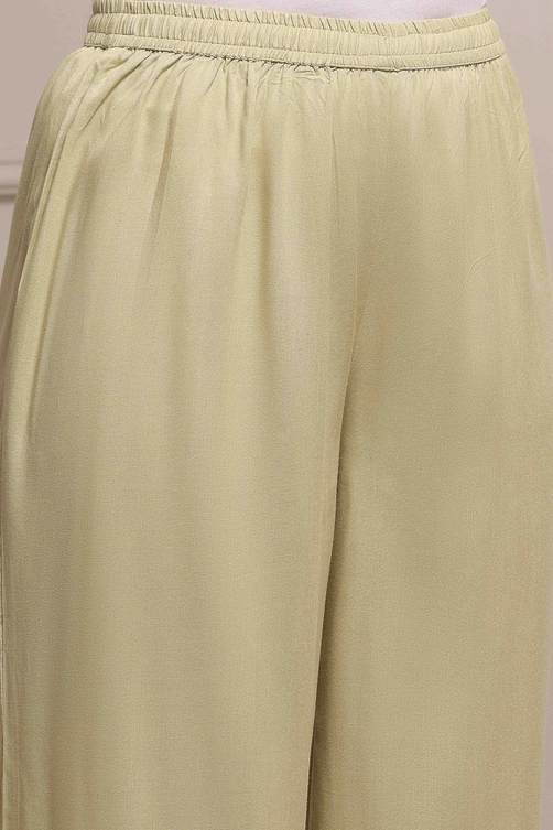 Light Green Art Silk Embroidered Straight Suit Set image number 2